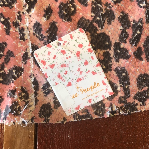 NWT | Free People | Pink Cheetah Sequin Mini Skirt - Picture 8 of 9